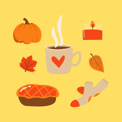 hand drawn hygge set stock vector