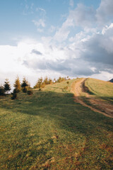 road leading to the sky, mountains, sky, trees
