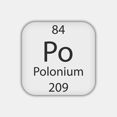 Polonium symbol. Chemical element of the periodic table. Vector illustration.