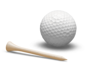 Golf ball on tee on green grass