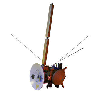 Cassini Huygens orbiter. Elements of this image provided by NASA. 3D rendering. 