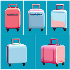 Set of travel's bag. journey baggage, suitcases, voyage case, trip handle, handbag