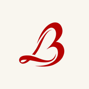 LB monogram logo.Calligraphic signature icon.Heart letter l, letter b.Lettering sign.Wedding, fashion, beauty, gift boutique alphabet initials.Handwritten style characters.Love symbol.