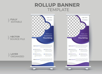 Rollup banner design for company promotion, creative corporate standee banner 