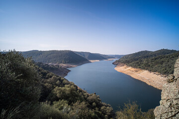 View of the Tagus River from the viewpoint of the Salto del Gitano in Monfrague National Park.