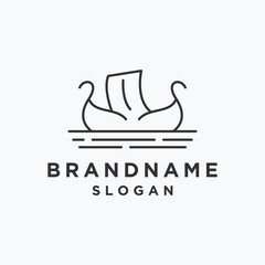Viking ship logo template vector illustration design