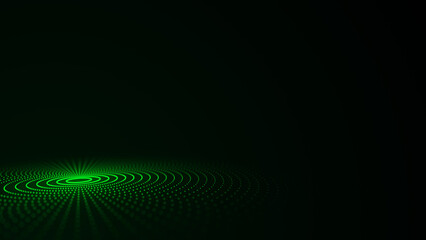 Futuristic wave. Dark cyberspace. Abstract music sound wave with dots. White moving particles on a pink background. 3d rendering.