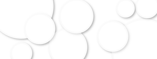 Abstract white and grey geometric overlapping circle background with shadow. Vector illustration. You can use for background poster, brochure, design artwork, template, banner, wallpaper.