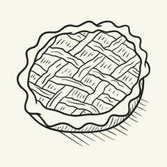 Apple pie.  Hand drawn vector illustration