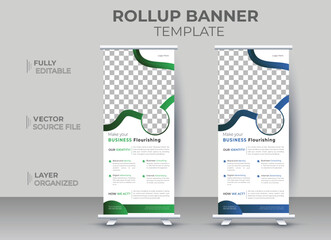 Rollup banner design for company promotion, creative corporate banner design