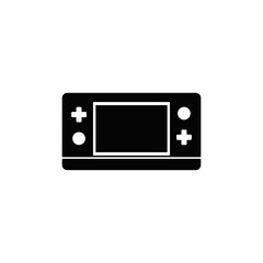 Portable video game icon in black flat glyph, filled style isolated on white background
