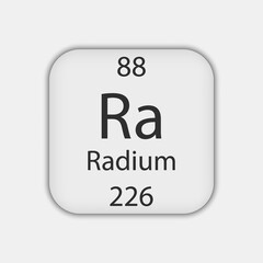 Radium symbol. Chemical element of the periodic table. Vector illustration.
