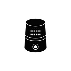 Smart speaker icon in black flat glyph, filled style isolated on white background