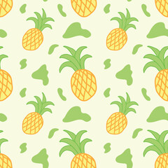 seamless pattern with pineapples and green spots
