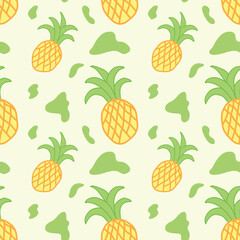 seamless pattern with pineapples and green spots