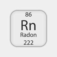 Radon symbol. Chemical element of the periodic table. Vector illustration.