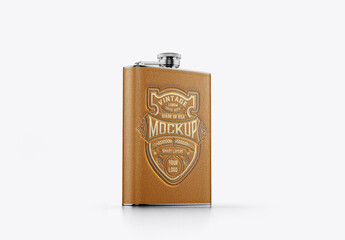 Steel Flask With Leather Wrap Mockup 