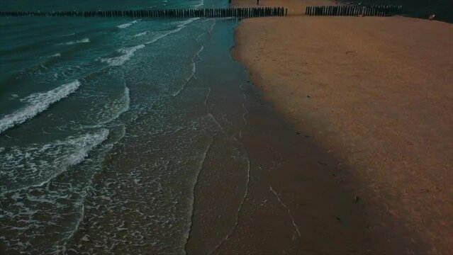 Drone shot of the beach in the Netherlands