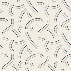 Vector seamless pattern. Multicolored texture of curves, twisted lines. Background with colored stripes.