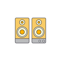 Stereo speaker icon in color, isolated on white background 
