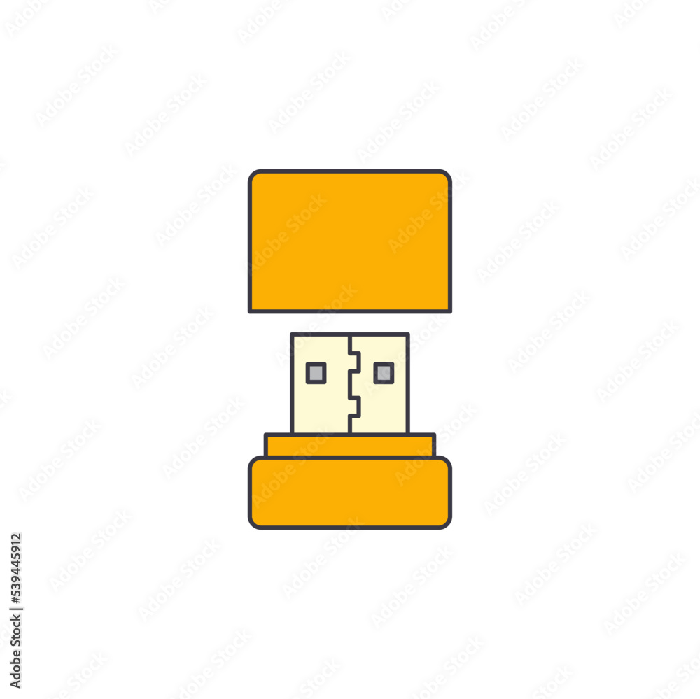 Poster Mini usb flash drive, mini usb stick  icon in color, isolated on white background 