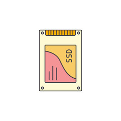 SSD Drive icon in color, isolated on white background 