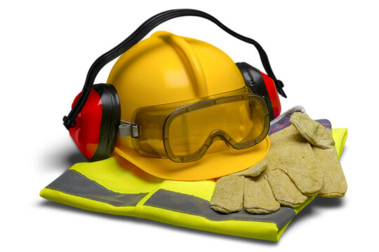 Safety Equipment - Helmet, Goggles, Ear Protection, Vest and Gloves