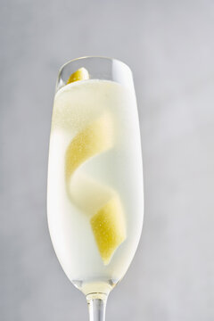 Refreshing French 75 Cocktail on White Marble