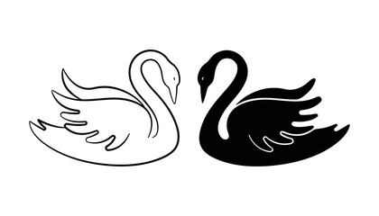 Obraz premium swan logo and symbol vector. swan logo,goose or duck icon design vector in trendy and abstract luxury line outline style