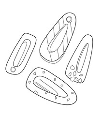 Line art of hairpins. Minimalist illustration in black and white. For tattoo, logos, cards, posters. Hair accessories