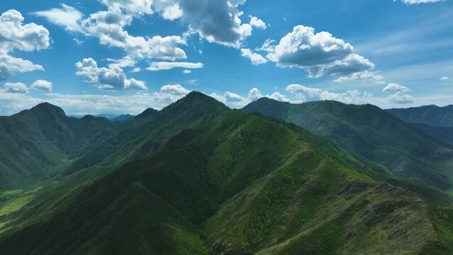 Landscape of mountains in summer. Aerial view	
