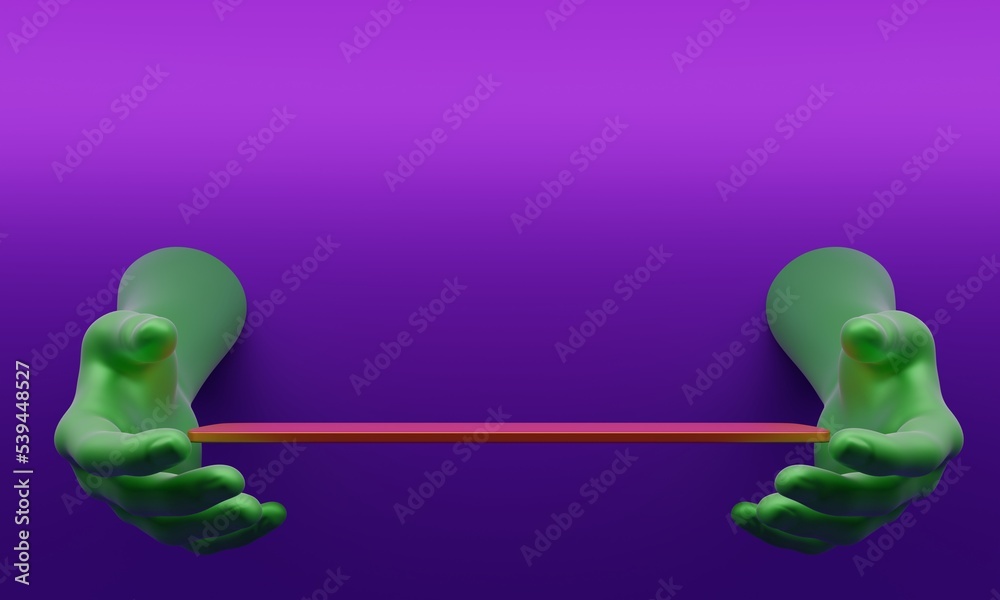 Aufkleber 3d rendering mock up haloween podium for product presentation