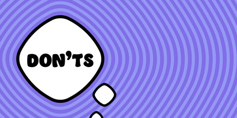 Speech bubble with Donts text. Boom retro comic style. Pop art style. Vector line icon for Business and Advertising