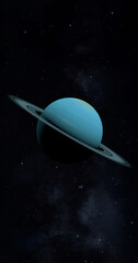 Planet Uranus and her rings in the outer space. 3d render