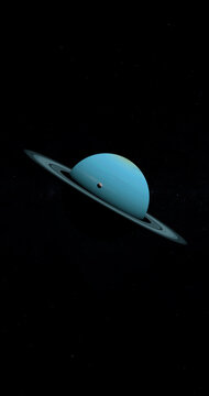 Towards Uranus planet in the outer space. 4K Vertical