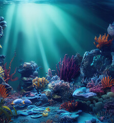 Underwater tropical world. bottom of the sea
