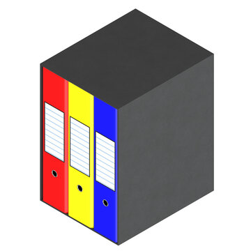 3d rendering illustration of a case with three ring binders