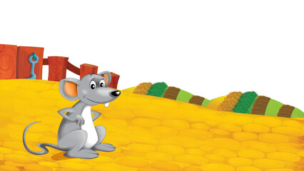cartoon farm scene with mouse illustration for children