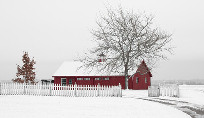 red barn in snow © Hal Moran