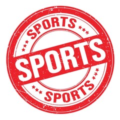 SPORTS text written on red round stamp sign