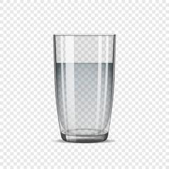 A glass of water. Vetkornaya illustration. Realistic glass water glass. Transparent glass. 3D vector glass of water on a transparent background. glassware.
