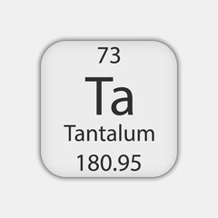 Tantalum symbol. Chemical element of the periodic table. Vector illustration.