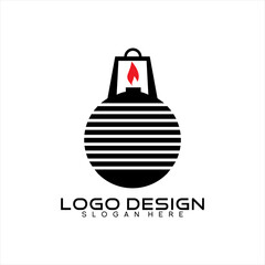 Vintage lantern lamp vector logo design.