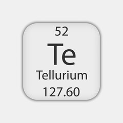 Tellurium symbol. Chemical element of the periodic table. Vector illustration.