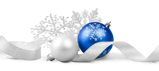 Beautiful  Christmas balls   on white background