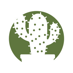 Cactus in flowerpot logo Vector illustration