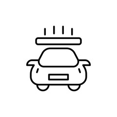 Car wash line icon. 24 to 7, rag, sponge, detergent, garage, karcher, cleanliness, salon, vacuum cleaner. Service station concept. Vector line icon for Business and Advertising