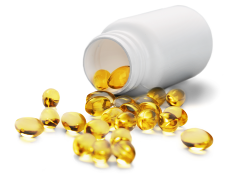 White Pill Bottle with Gel Capsules