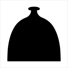 Black vector illustration of modern ceramic vase. Single element in trendy boho style isolated on white background