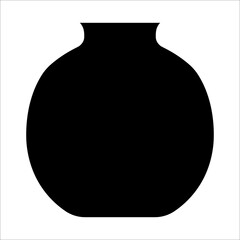 Black vector illustration of modern ceramic vase. Single element in trendy boho style isolated on white background